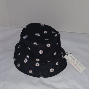 Alice + Olivia Reversible Black and White Floral Bucket Hat